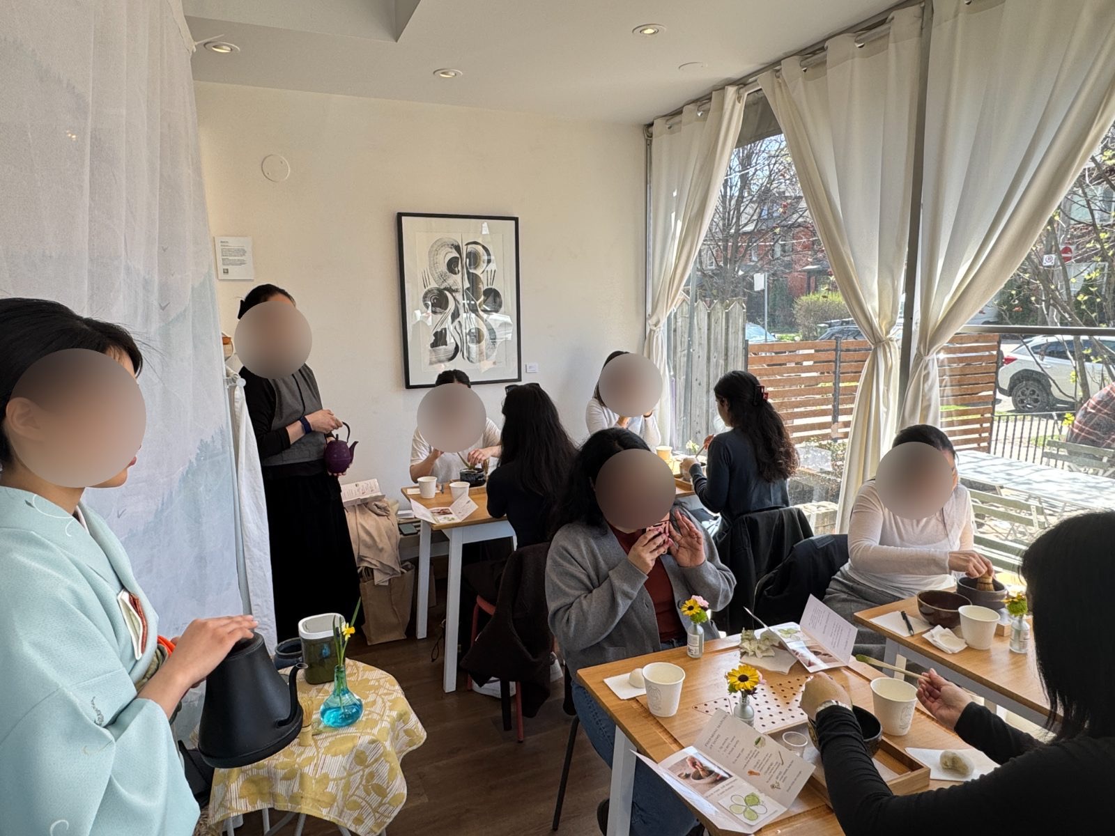 A guided tea ceremony workshop with guests seated for matcha
